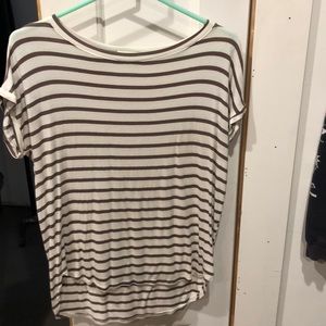 Tan and cream striped shirt sleeve top